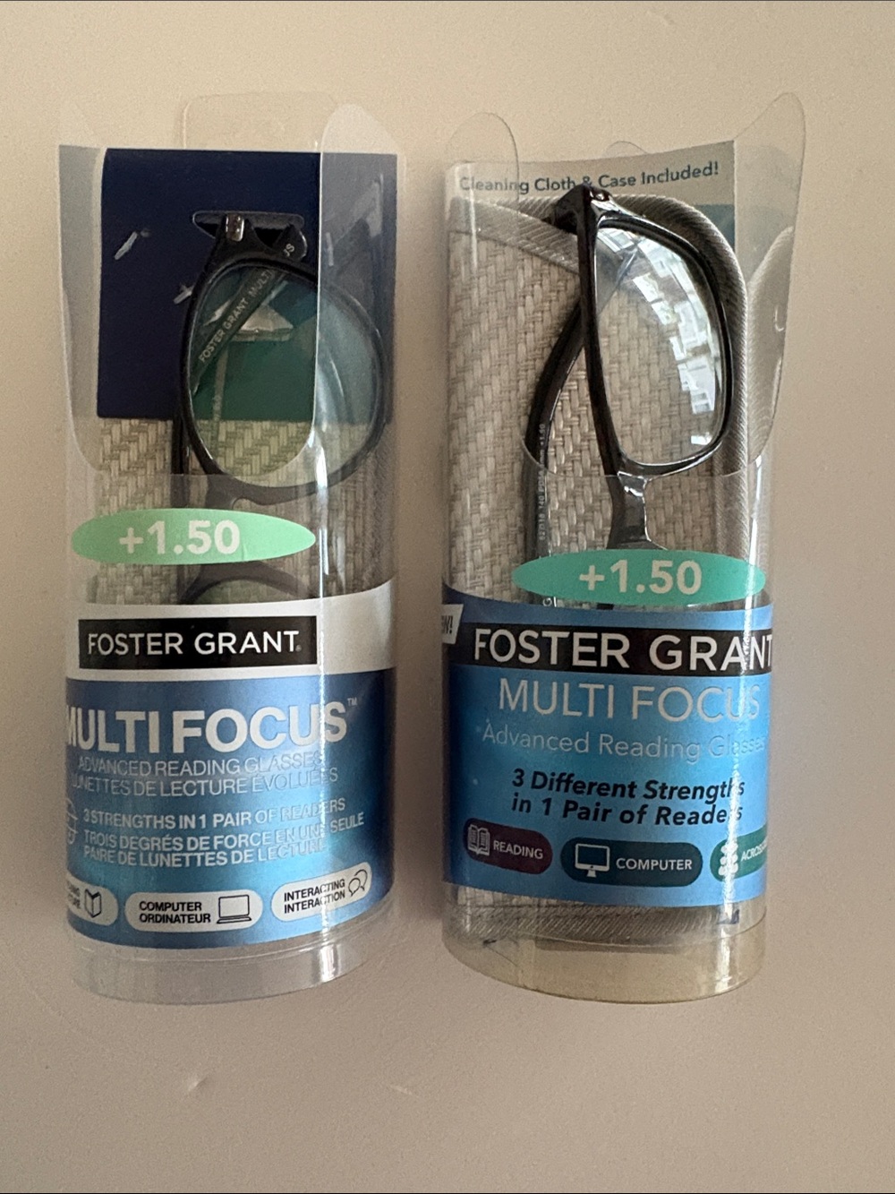 Foster Grant Black Multi-Focus Reading Glasses (+1.50) - Pack of 2